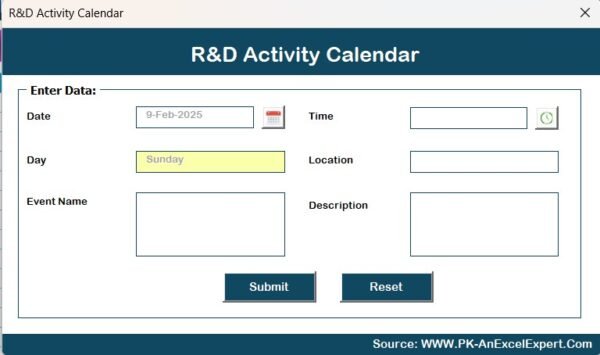 R&D Activity Calendar in Excel - Image 9