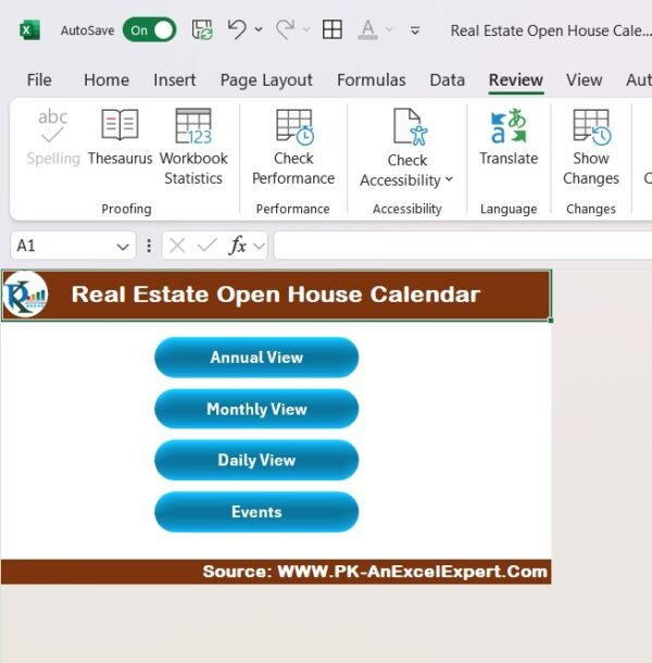 Real Estate Open House Calendar in Excel - Image 2