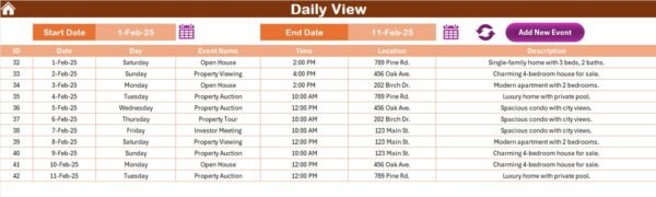 Real Estate Open House Calendar in Excel - Image 7