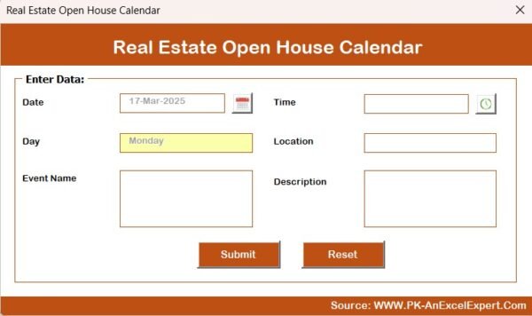 Real Estate Open House Calendar in Excel - Image 9