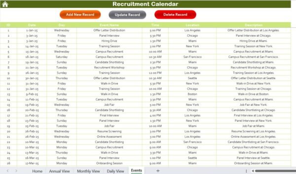 Recruitment Calendar in Excel - Image 8