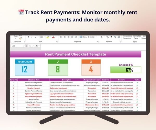 Rent Payment Checklist Template in Excel