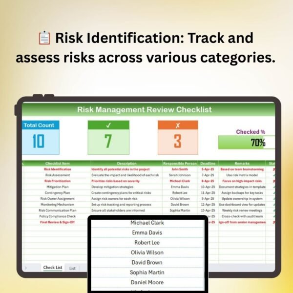 Risk Management Review Checklist in Excel