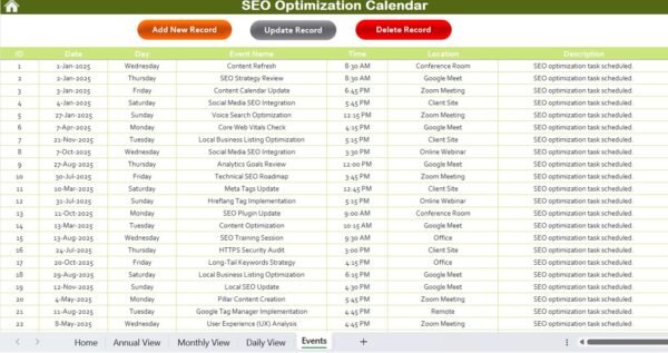 SEO Optimization Calendar in Excel - Image 8