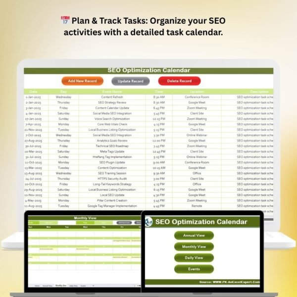 SEO Optimization Calendar in Excel