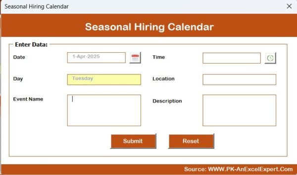 Seasonal Hiring Calendar in Excel - Image 4