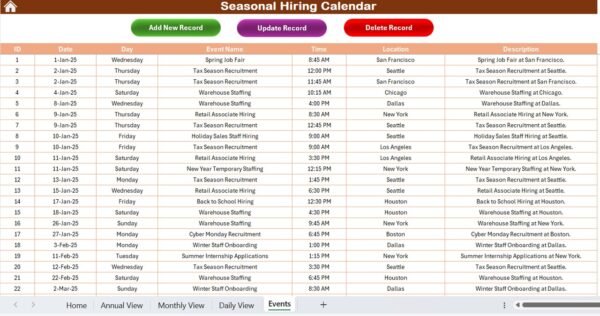 Seasonal Hiring Calendar in Excel - Image 8