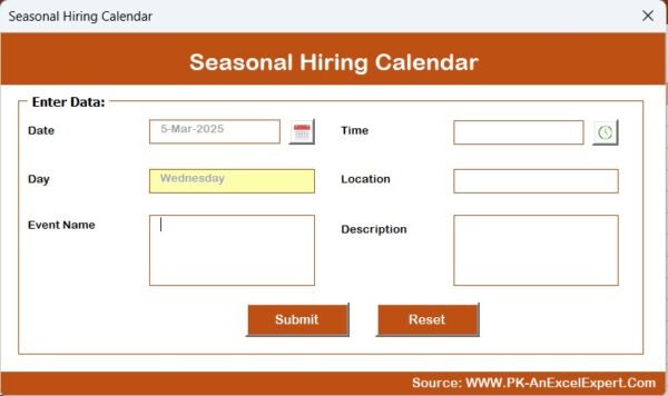 Seasonal Hiring Calendar in Excel - Image 9