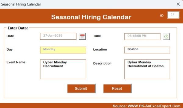 Seasonal Hiring Calendar in Excel - Image 10