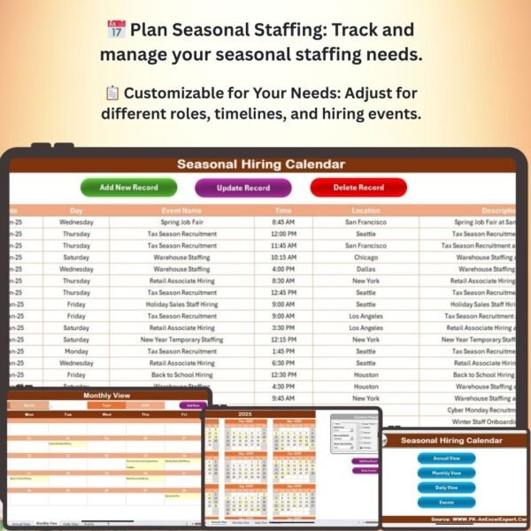 Seasonal Hiring Calendar in Excel