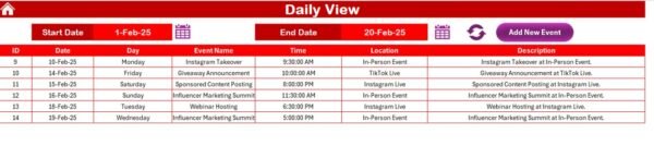 Social Media Influencer Outreach Calendar in Excel - Image 7