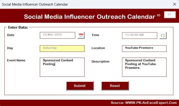 Social Media Influencer Outreach Calendar in Excel - Image 10