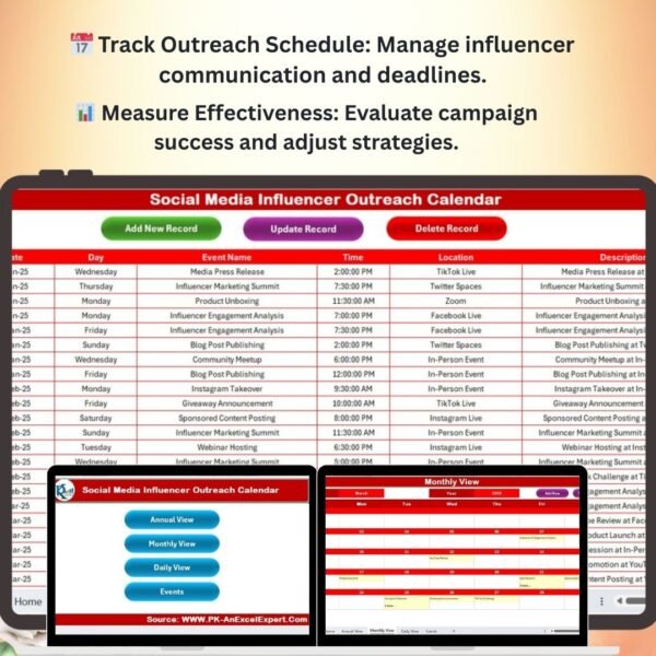 Social Media Influencer Outreach Calendar in Excel