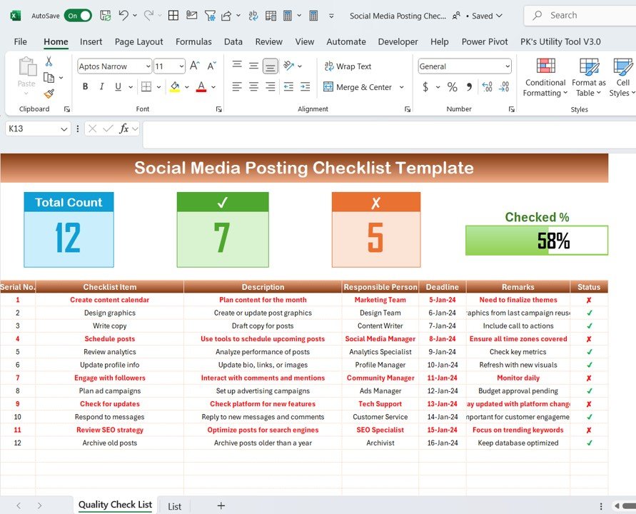 Social Media Posting Checklist