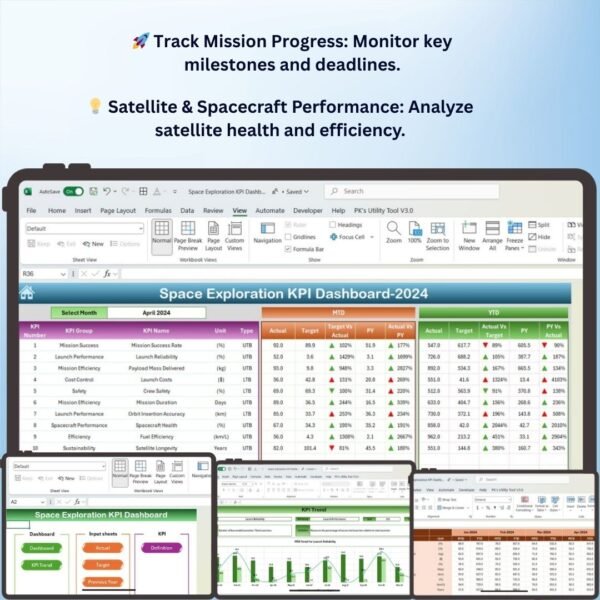 Space Exploration KPI Dashboard in Excel