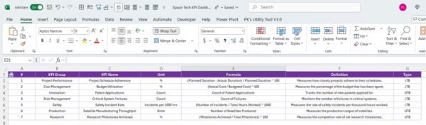 Space Tech KPI Dashboard in Excel - Image 8