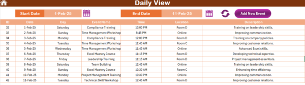 Staff Training Completion Calendar in Excel - Image 6