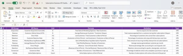 Subscription Business KPI Dashboard in Excel - Image 8