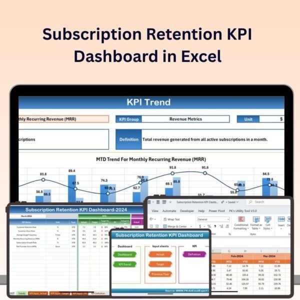 Subscription Retention KPI Dashboard in Excel