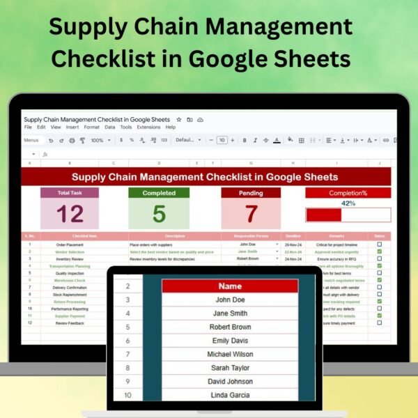 Supply Chain Management Checklist in Google Sheets