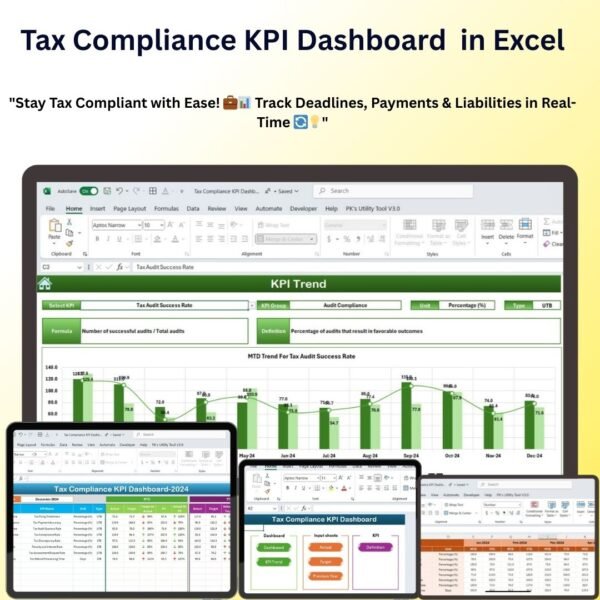 Tax Compliance KPI Dashboard  in Excel