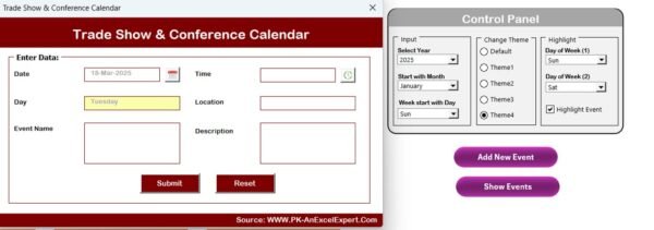 Trade Show & Conference Calendar in Excel - Image 5