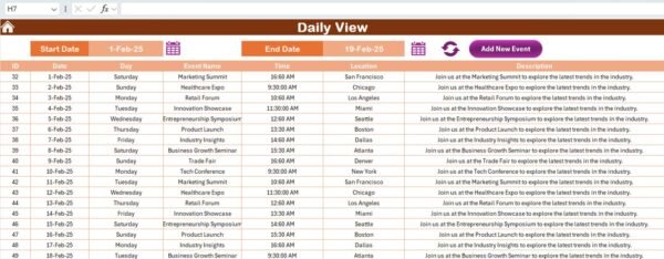 Trade Show & Conference Calendar in Excel - Image 7