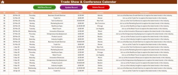 Trade Show & Conference Calendar in Excel - Image 8