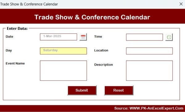 Trade Show & Conference Calendar in Excel - Image 9