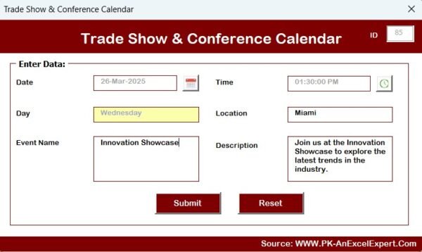 Trade Show & Conference Calendar in Excel - Image 10