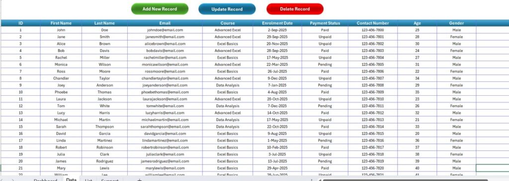 Training Enrolments Tracker in Excel - Next Gen Templates