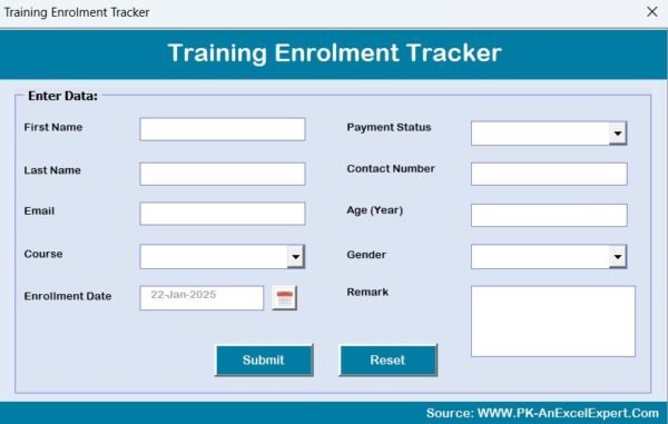 Training Enrolments Tracker in Excel - Image 5
