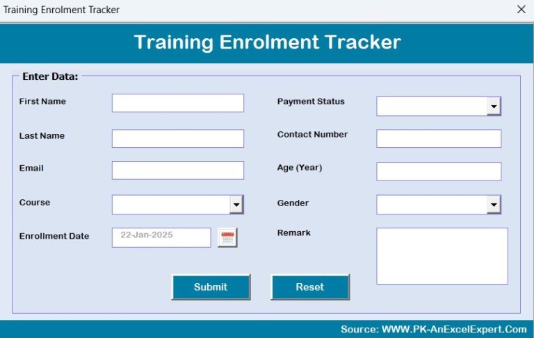 Training Enrolments Tracker in Excel - Next Gen Templates