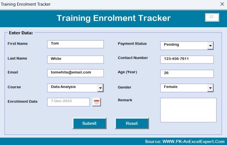Training Enrolments Tracker in Excel - Next Gen Templates
