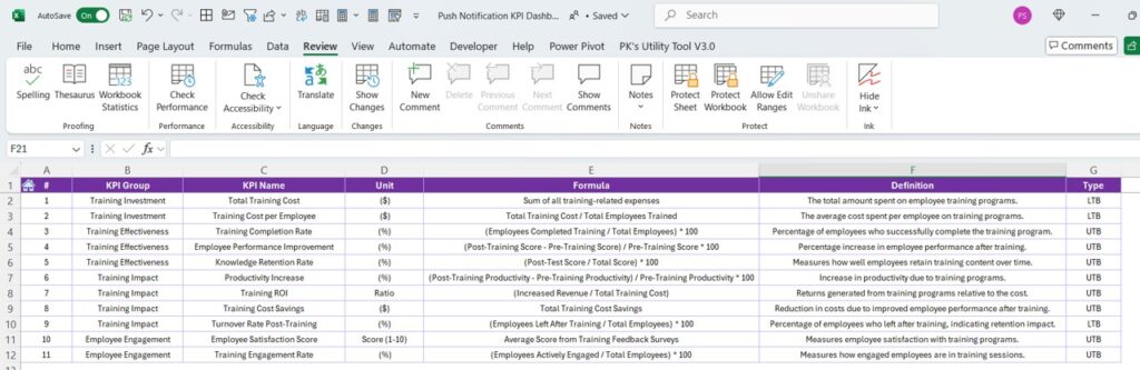 Training ROI KPI Dashboard in Excel - Next Gen Templates