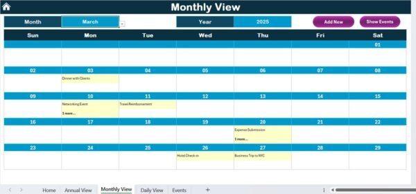 Travel and Expense Calendar in Excel - Image 6