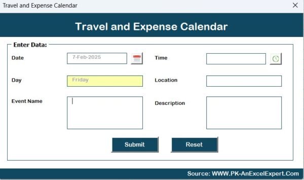 Travel and Expense Calendar in Excel - Image 9