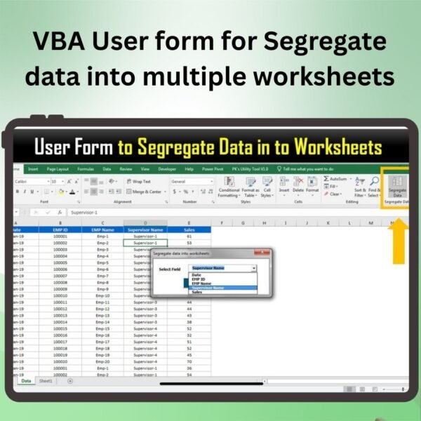 VBA User form for Segregate data into multiple worksheets