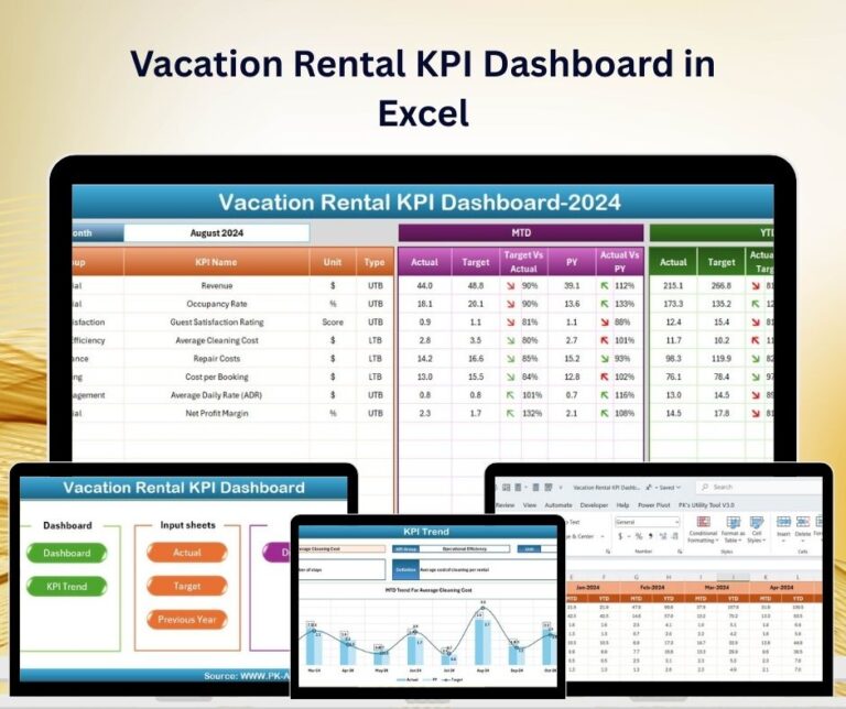 Vacation Rental KPI Dashboard in Excel - Next Gen Templates