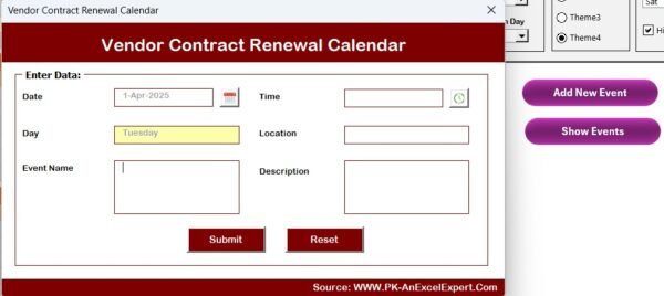 Vendor Contract Renewal Calendar in Excel - Image 5