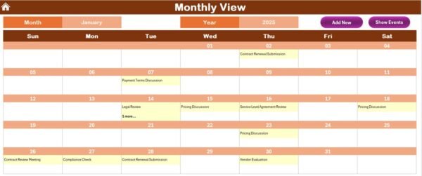 Vendor Contract Renewal Calendar in Excel - Image 6