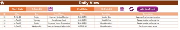 Vendor Contract Renewal Calendar in Excel - Image 7