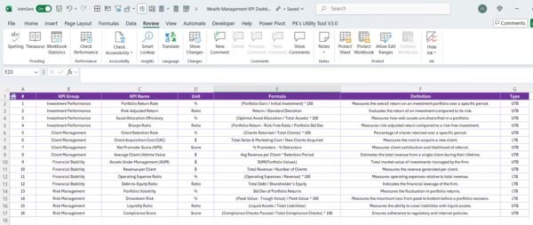 Wealth Management KPI Dashboard in Excel - Image 8