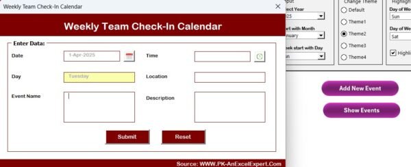 Weekly Team Check-In Calendar in Excel - Image 5