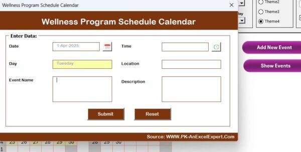 Wellness Program Schedule Calendar in Excel - Image 5