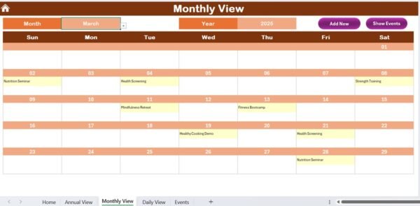 Wellness Program Schedule Calendar in Excel - Image 6