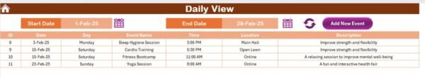 Wellness Program Schedule Calendar in Excel - Image 7