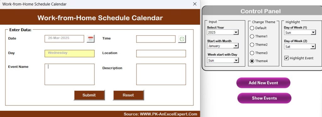 Work from Home Schedule Calendar in Excel - Next Gen Templates