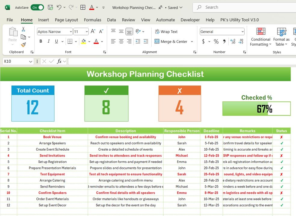 Workshop planning checklist