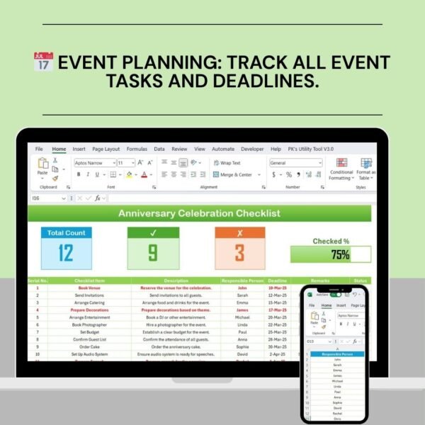 Anniversary Celebration Checklist in Excel